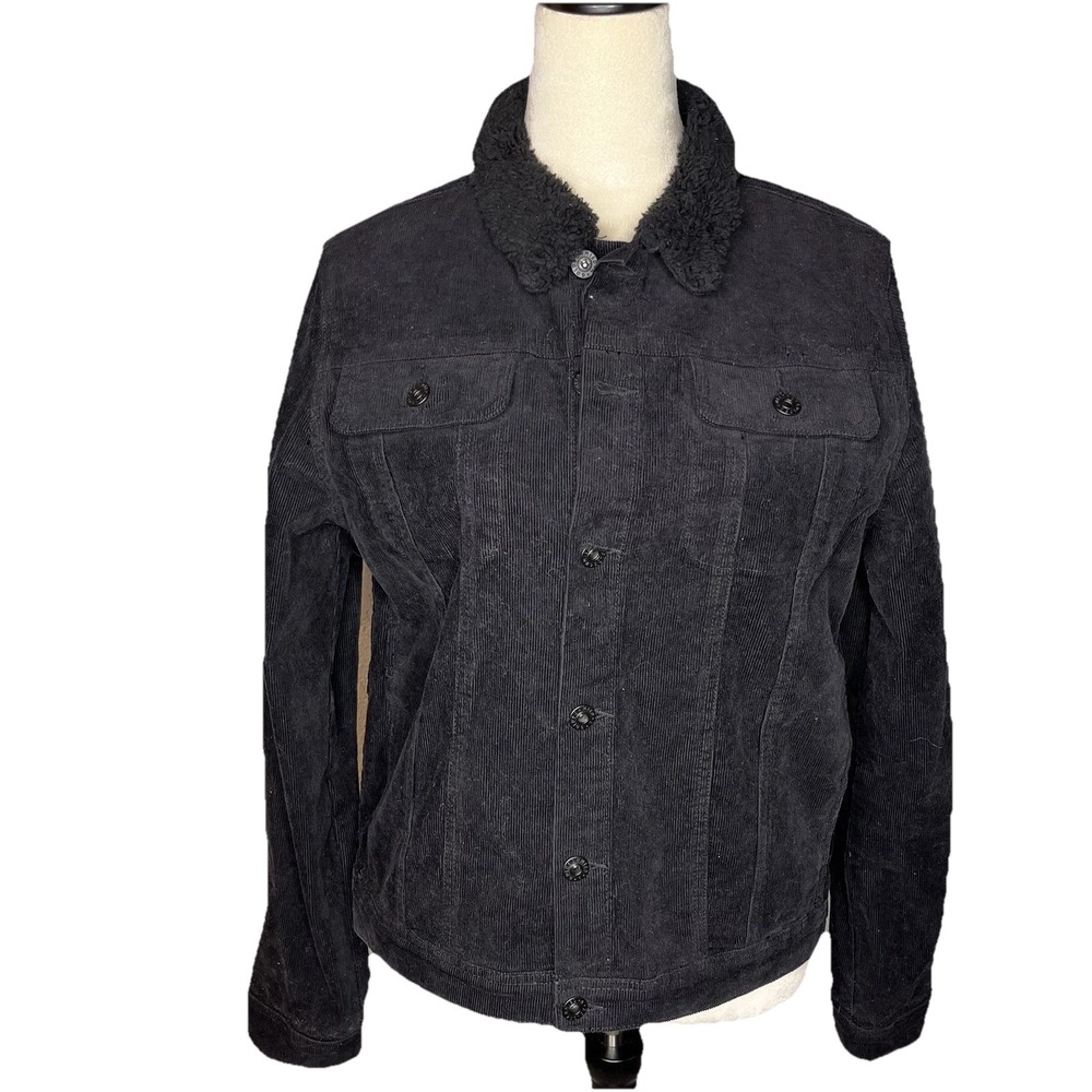 AG‎ Adriano Goldschmied Jacket Womens XL Black Corduroy Cotton Preppy